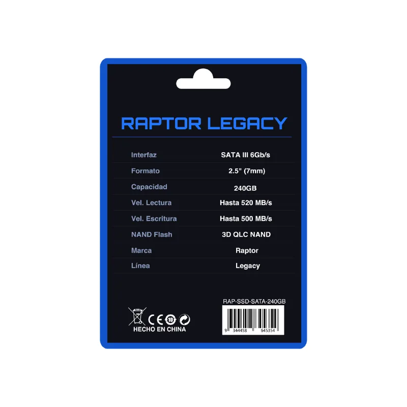 Almacenamiento Disco Solido SSD SATA Raptor 240GB Legacy RAP-SSD-SATA-240GB