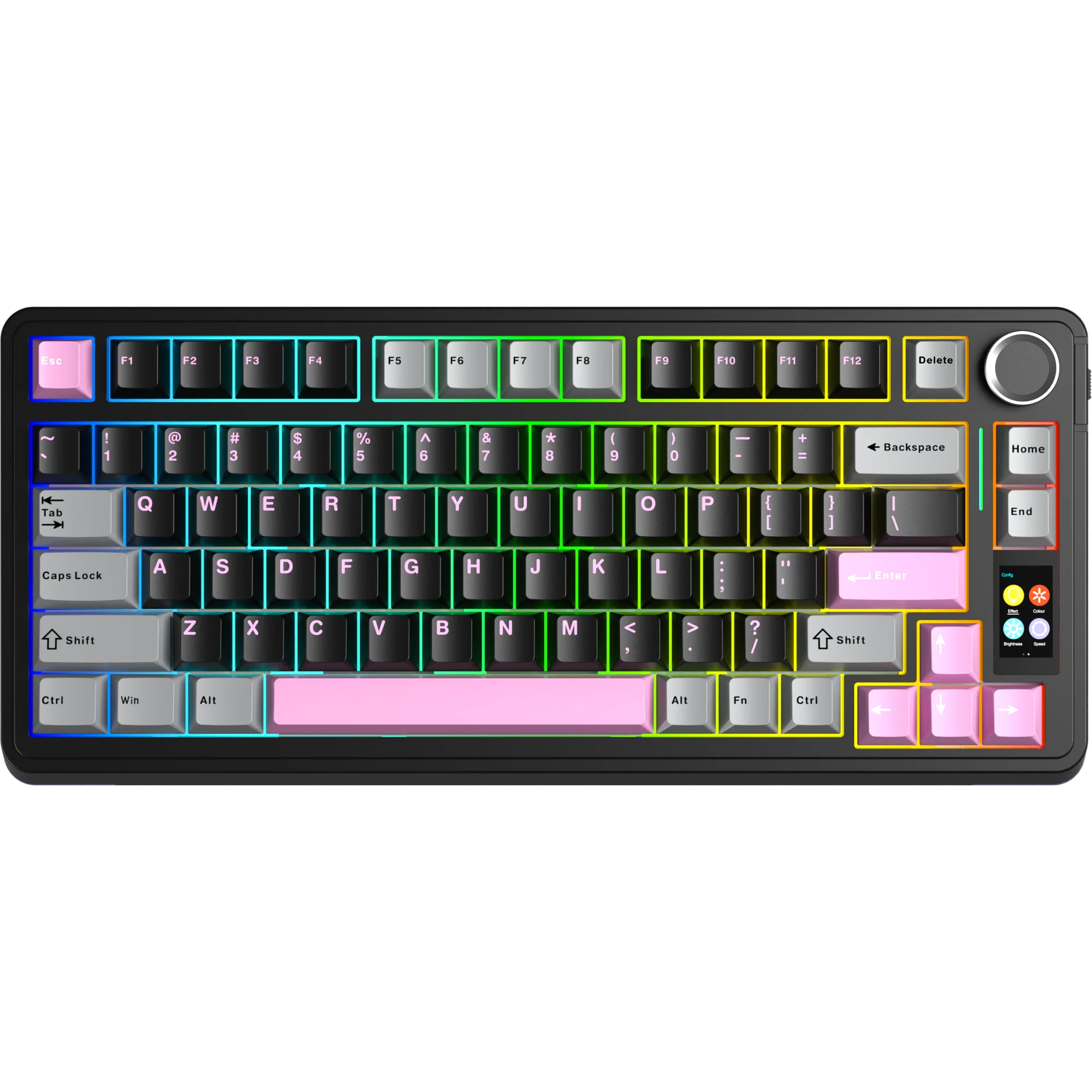 PERIFERICOS TECLADO INALAMBRICO AULA S75 PRO GRAY+BLACK+PINK SWITCH STAR VECTOR GAMER MECANICO BT