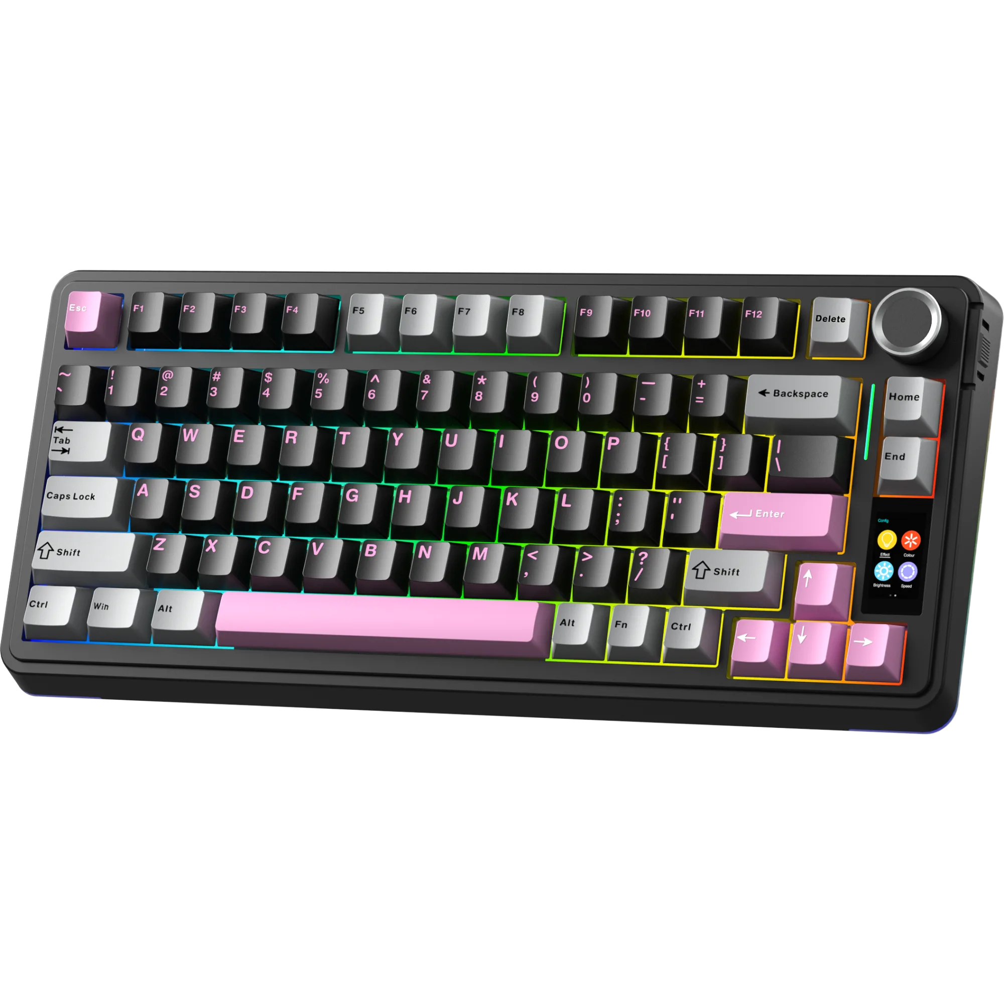 Perifericos Teclado Inalambrico Aula S75 Pro Gray+Black+Pink Switch Star Vector Gamer Mecanico BT