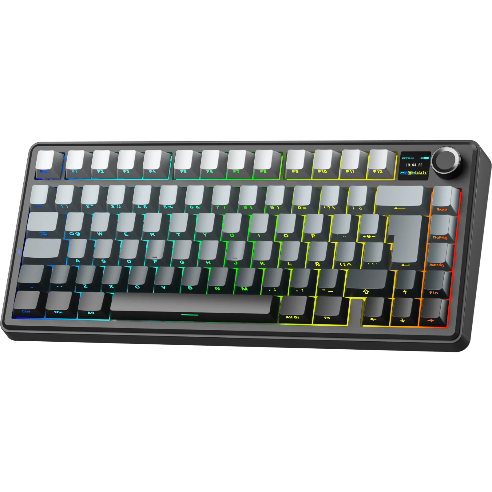Perifericos Teclado Inalambrico Aula F75 Max Black+Gradient Black Switch Reaper Gamer Mecanico BT