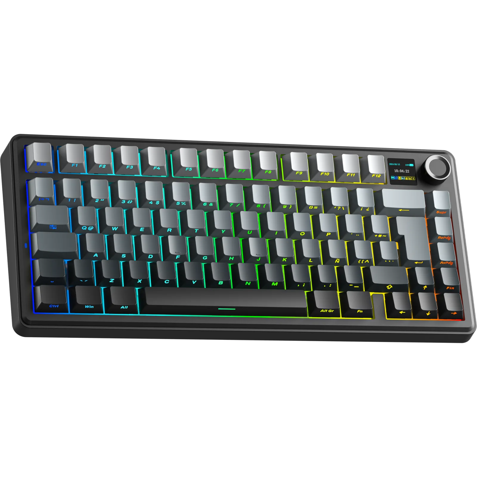 Perifericos Teclado Inalambrico Aula F75 Max Black+Gradient Black Switch Reaper Gamer Mecanico BT