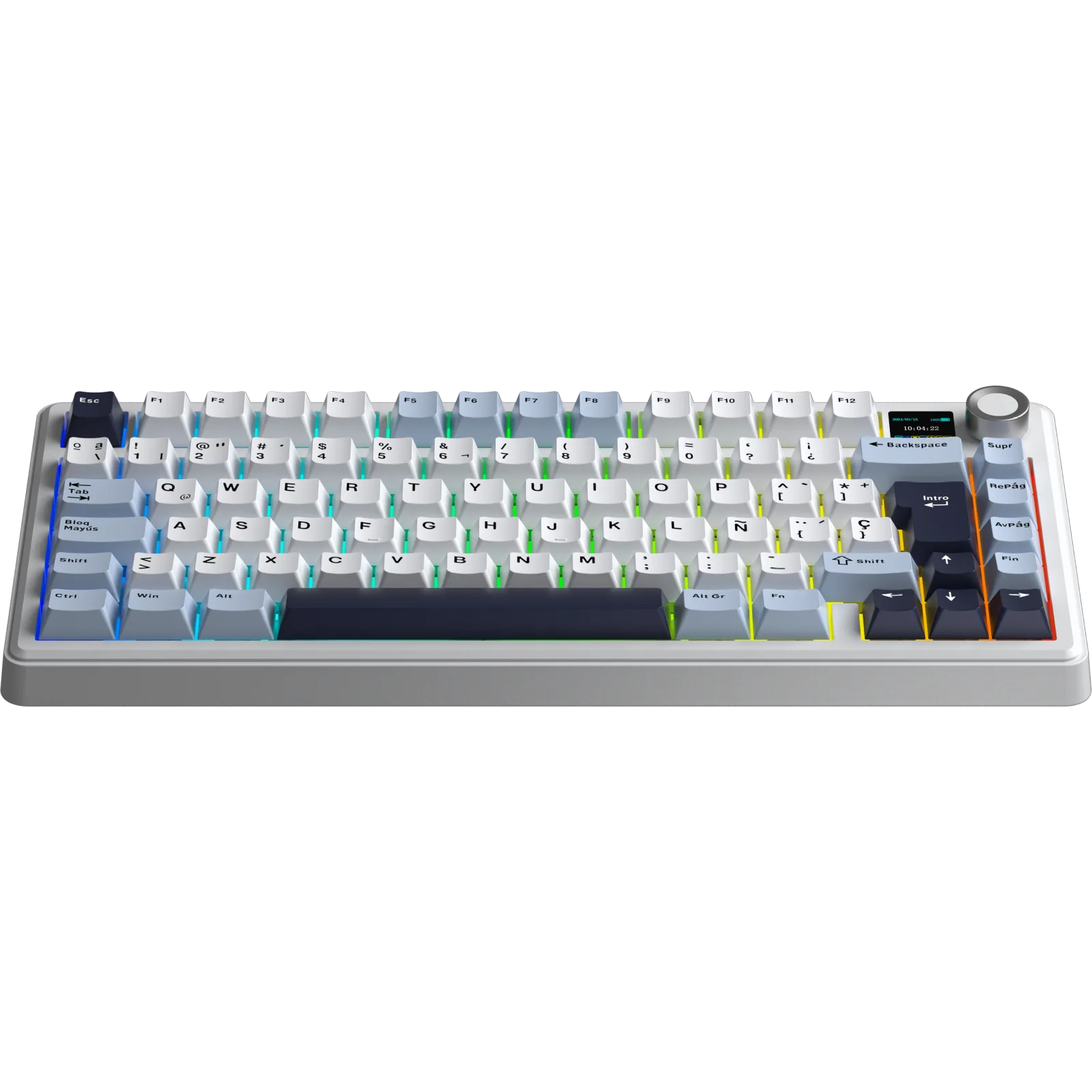 Perifericos Teclado Inalambrico Aula F75 Max Blue+White+Purple Switch Reaper Gamer Mecanico BT