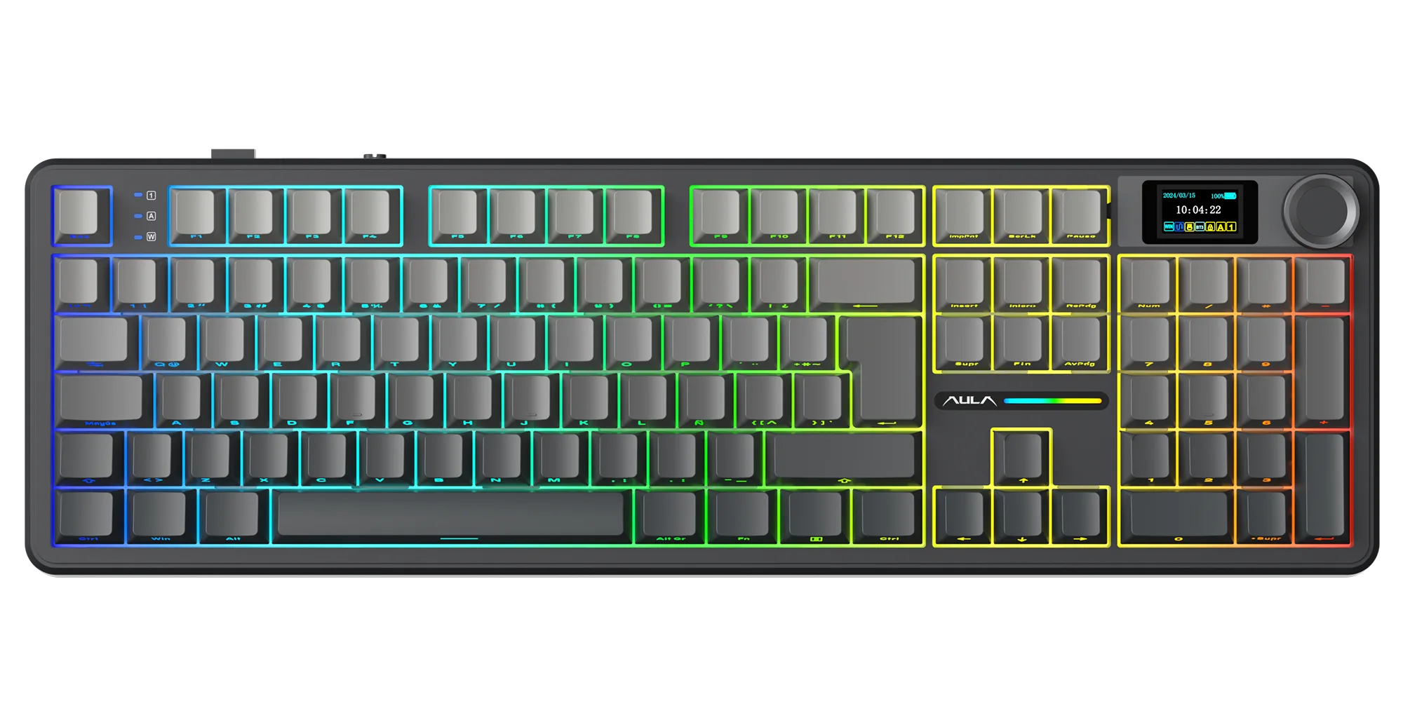 PERIFERICOS TECLADO INALAMBRICO AULA F108 PRO GRADIENT GRAY SWITCH RAIN DROP GAMER MECANICO BT