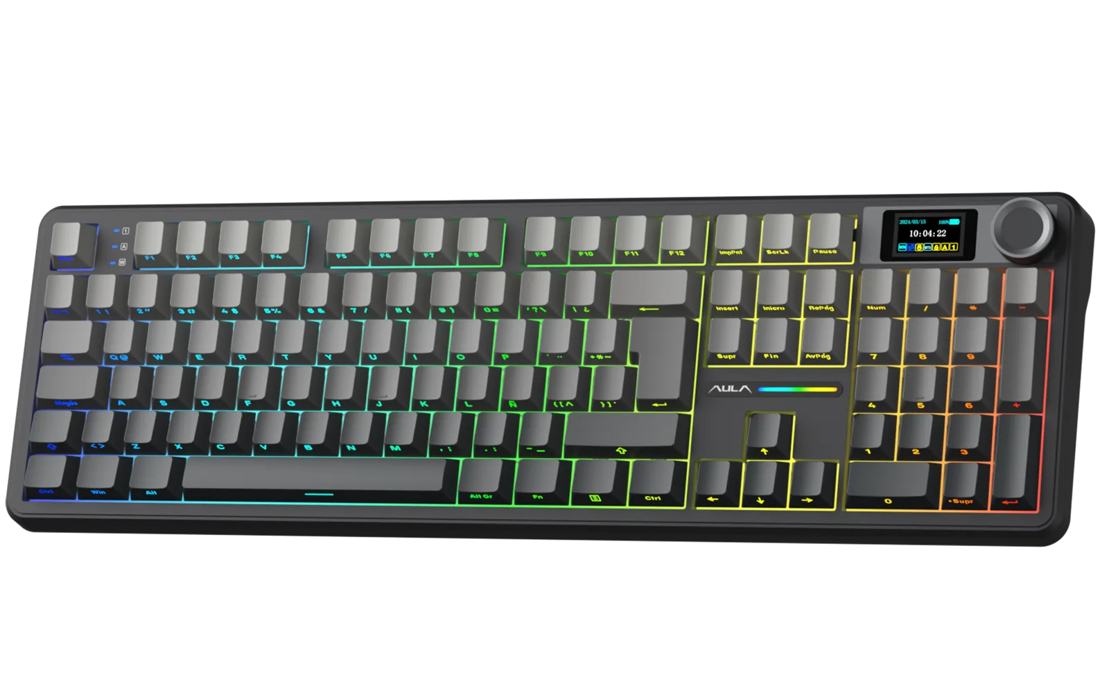 Perifericos Teclado Inalambrico Aula F108 Pro Gradient Gray Switch Rain Drop Gamer Mecanico BT