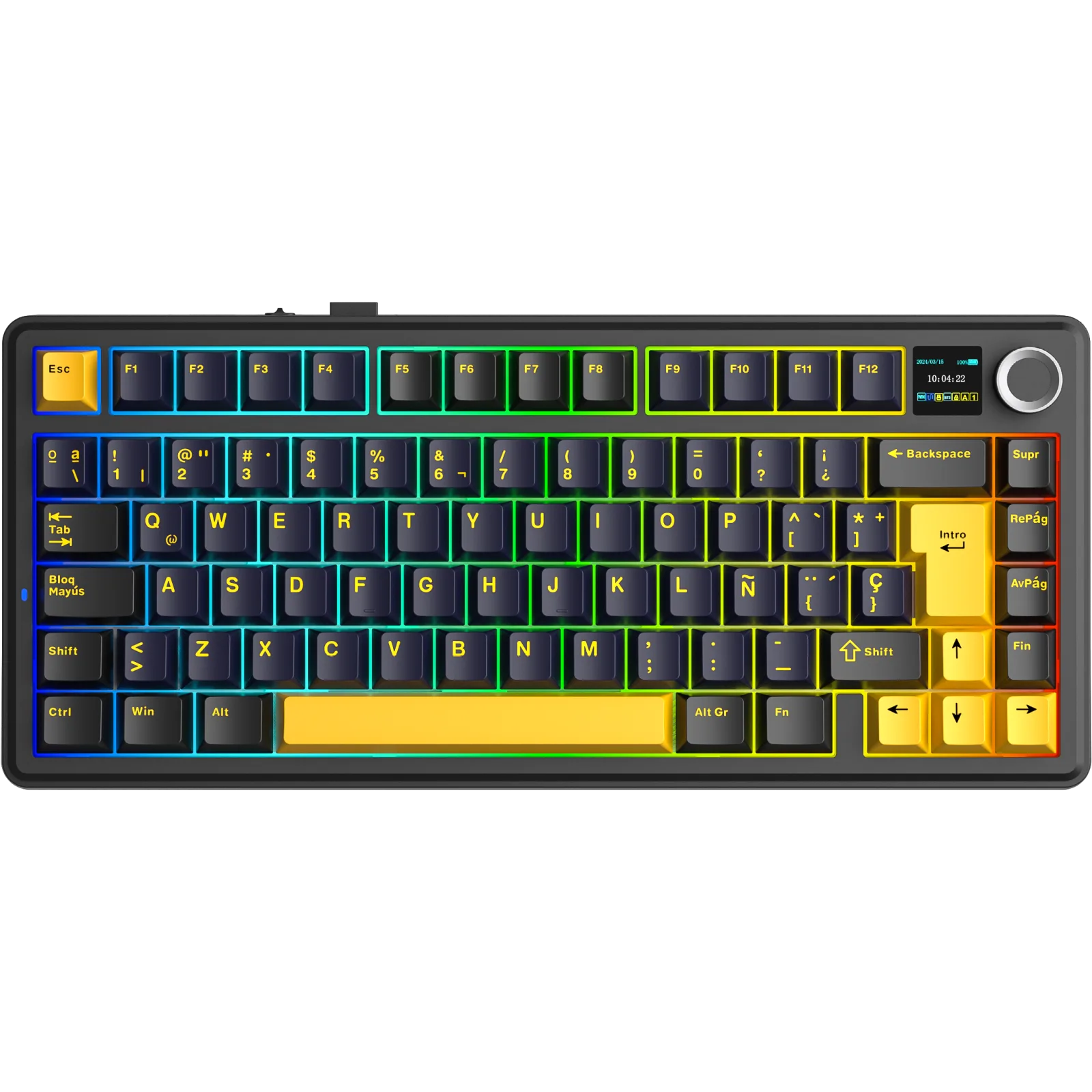 PERIFERICOS TECLADO INALAMBRICO AULA F75 MAX BLACK+DARK BLUE+ ORANGE SWITCH STAR VECTOR GAMER MECANICO BT
