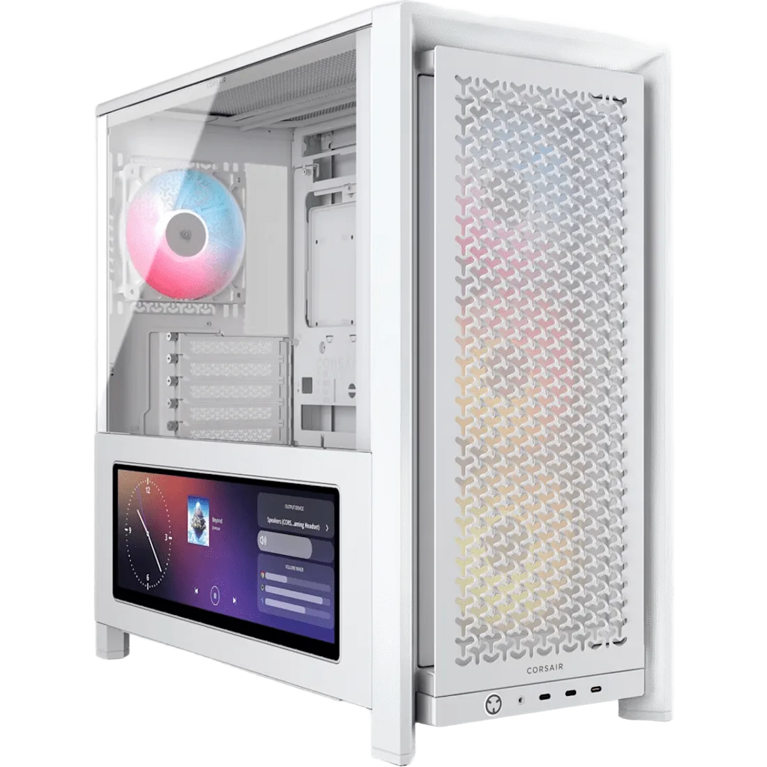 GABINETE GAMER CORSAIR 4000D LCD RS X4 FAN ARGB WHITE CC-9011327-WW