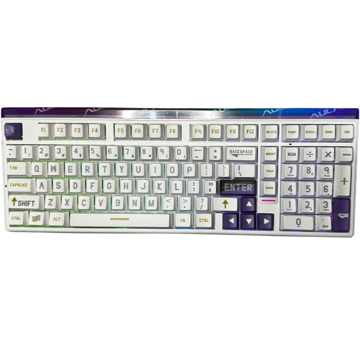 PERIFERICOS TECLADO USB AULA HERO 99 WHITE + PURPLE RGB SWITCH WING CHUN GAMER MAGNETICO