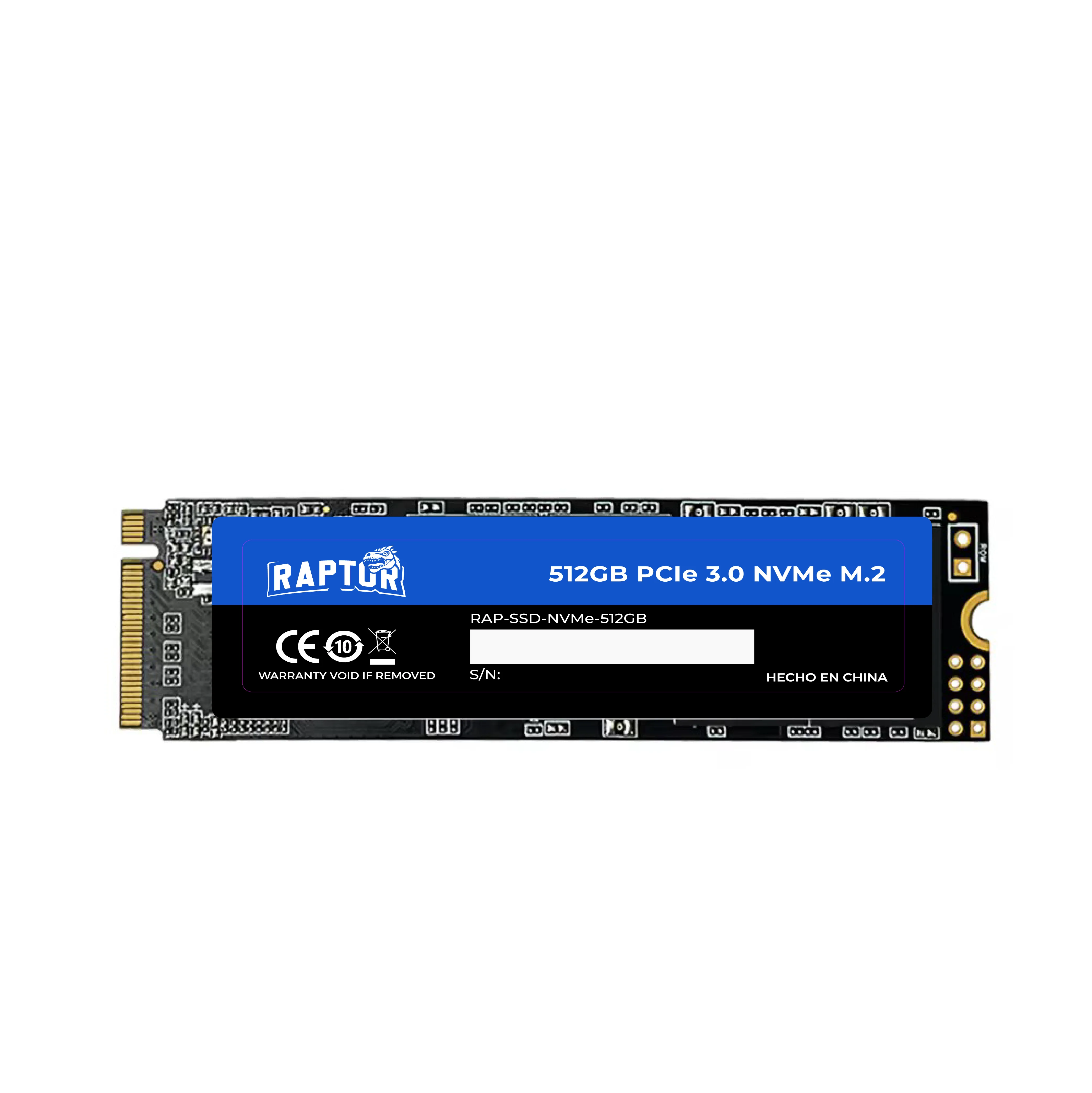 ALMACENAMIENTO DISCO SOLIDO SSD NVME RAPTOR 512GB LEGACY PCIE 3.0 M.2 RAP-SSD-NVME-512GB