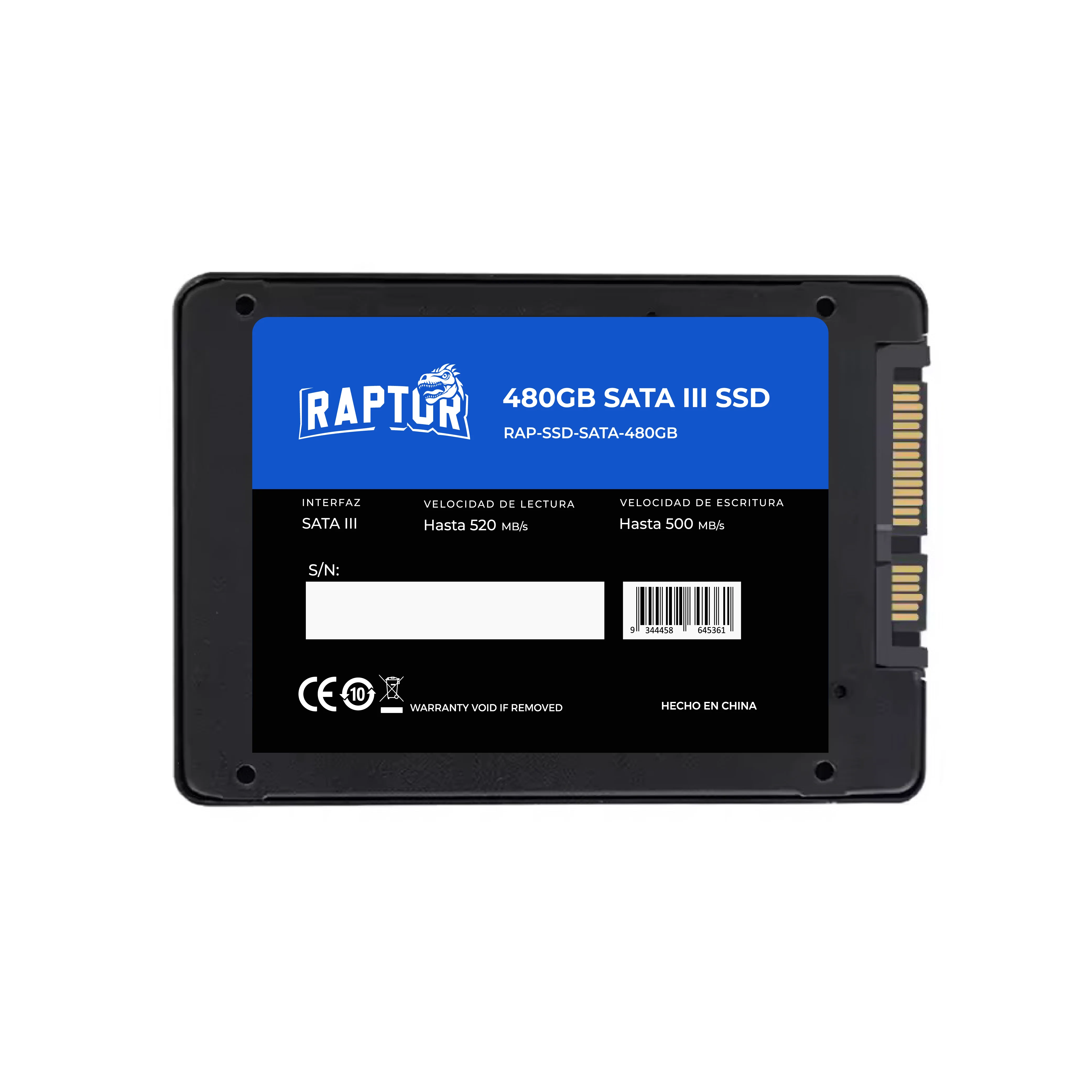 Almacenamiento Disco Solido SSD SATA Raptor 480GB Legacy RAP-SSD-SATA-480GB