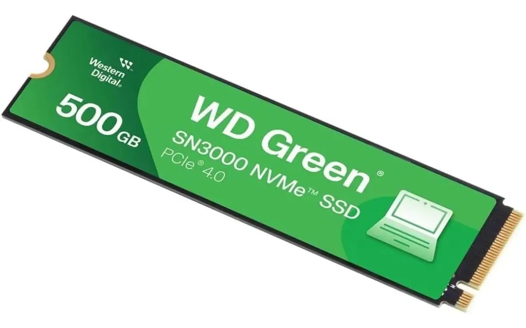 Almacenamiento Disco Solido SSD NVMe Western Digital 500GB SN3000 Green PCIe 4.0 M.2 WDS500G4G0E-OOCPS0