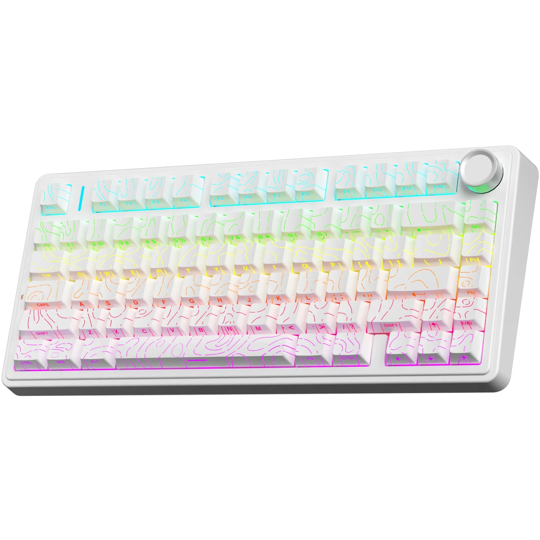 Perifericos Teclado Inalambrico Aula F75HE White + Contour Black Switch King Gamer Magnetico BT