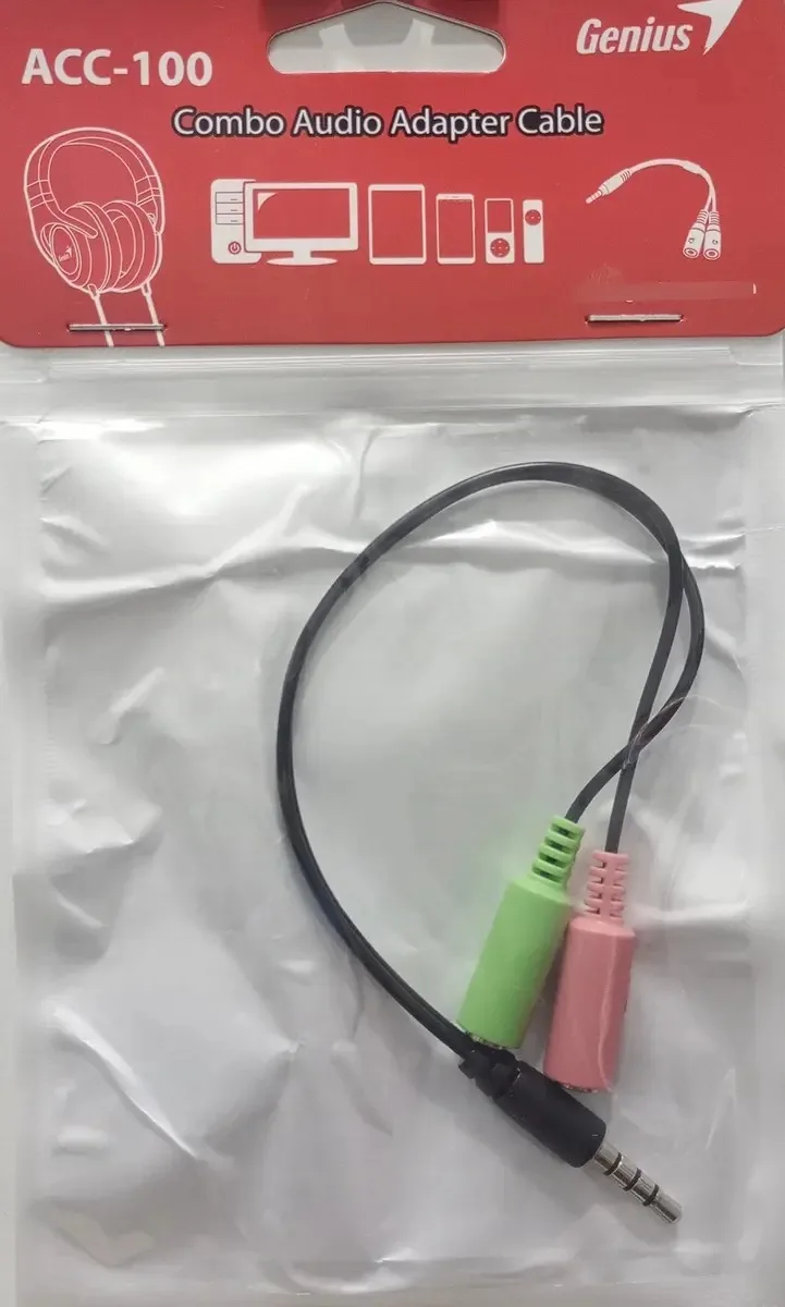 Cable Adaptador Genius 1 Jack M A 2 Jack H ACC-100