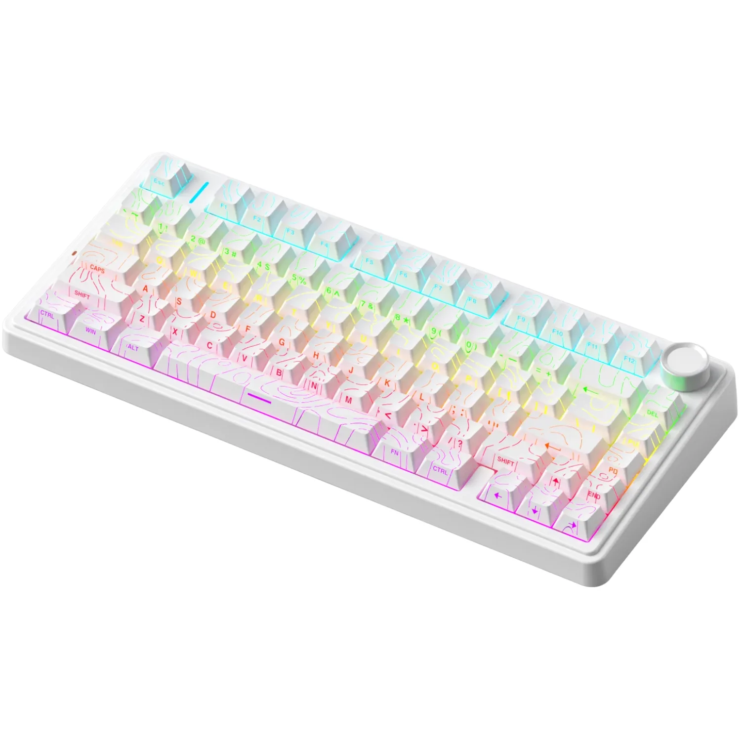 Perifericos Teclado Inalambrico Aula F75HE White + Contour Black Switch King Gamer Magnetico BT