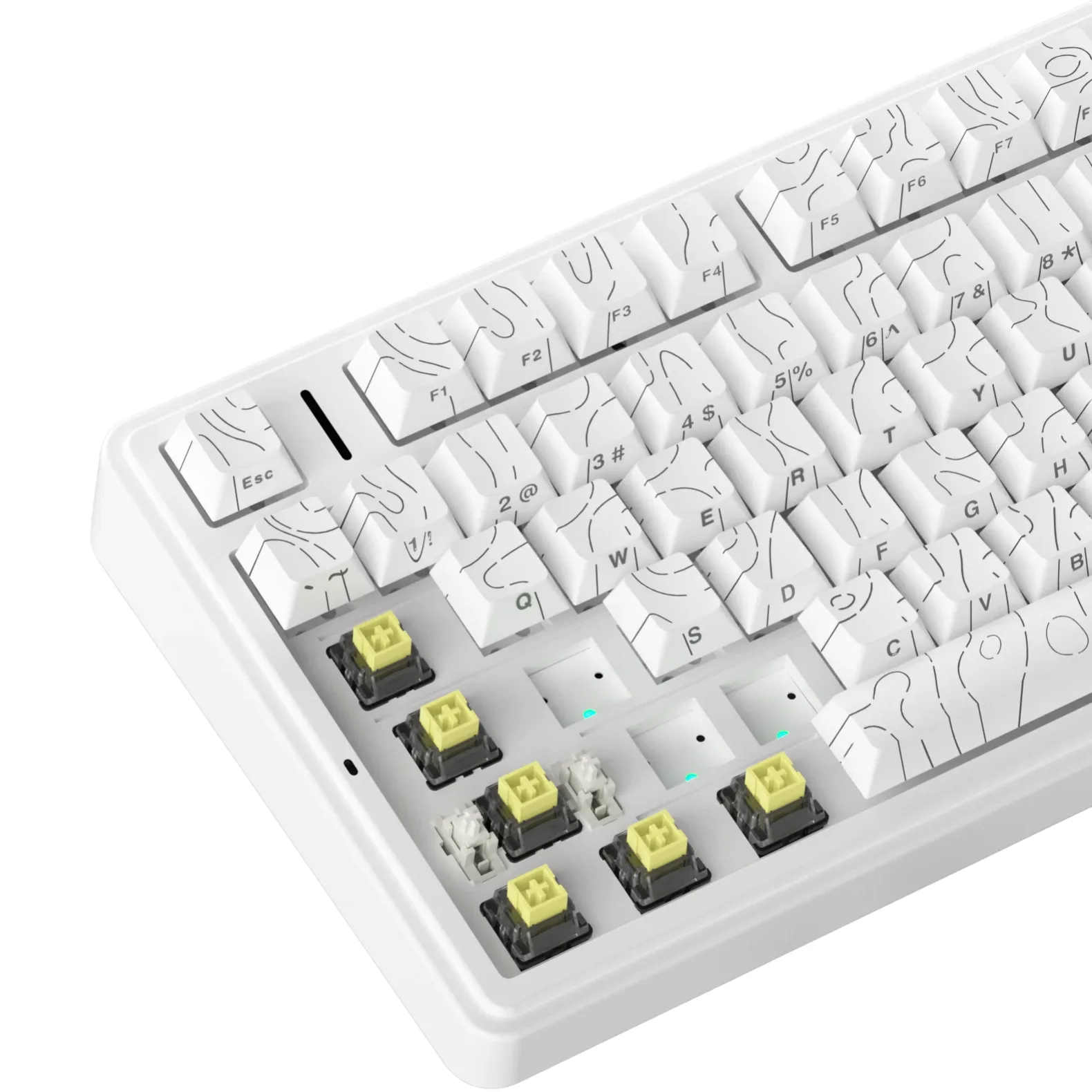 Perifericos Teclado Inalambrico Aula F75HE White + Contour Black Switch King Gamer Magnetico BT