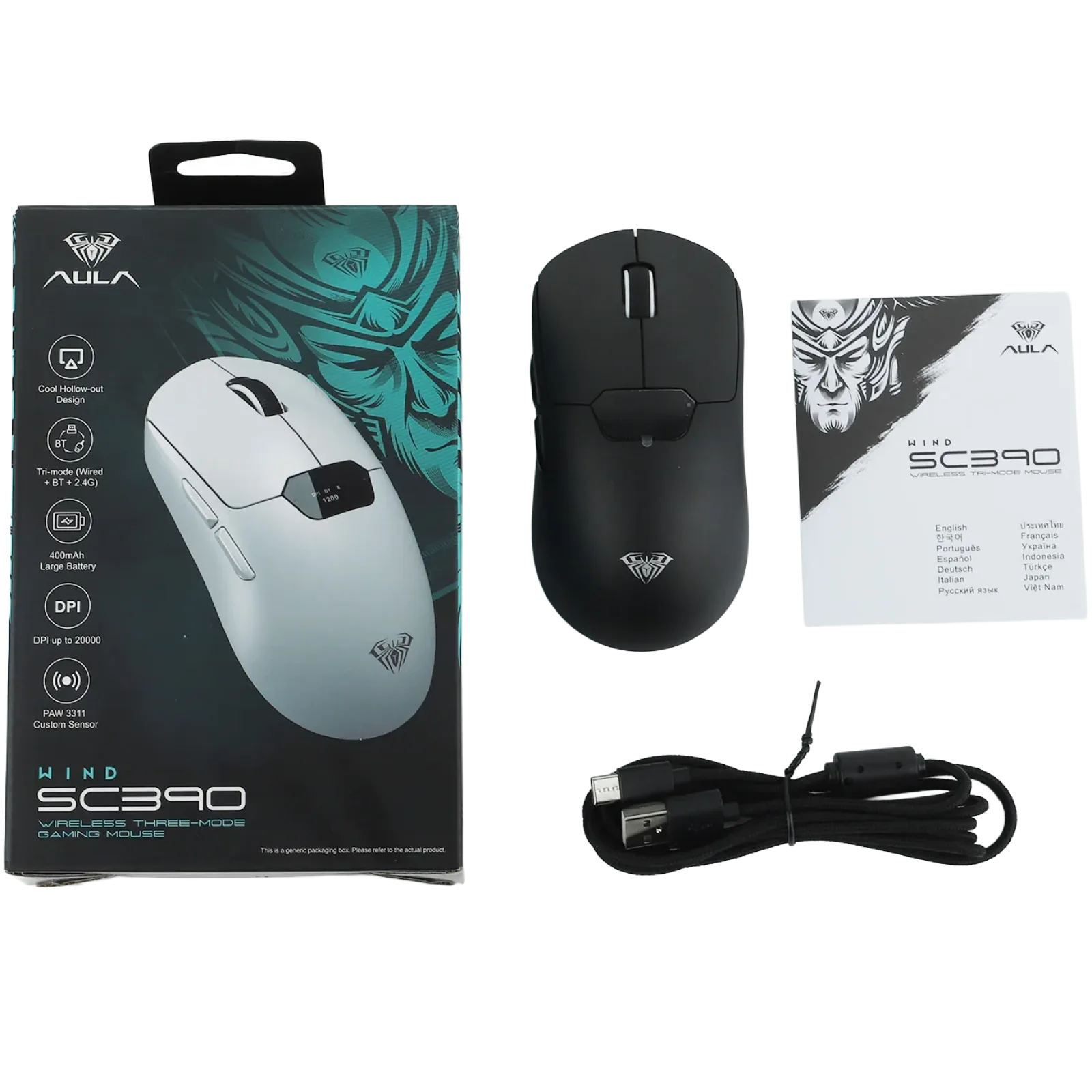 Perifericos Mouse Inalambrico Aula SC390 Pro Black BT Gamer — foto 5