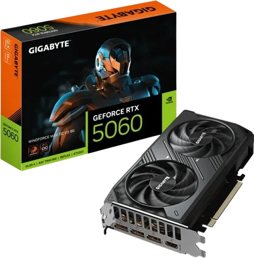 PLACA DE VIDEO NVIDIA GEFORCE GIGABYTE RTX 5060 WINDFORCE MAX V2 8G OC GV-N5060WF2MAX OCV2-8GD