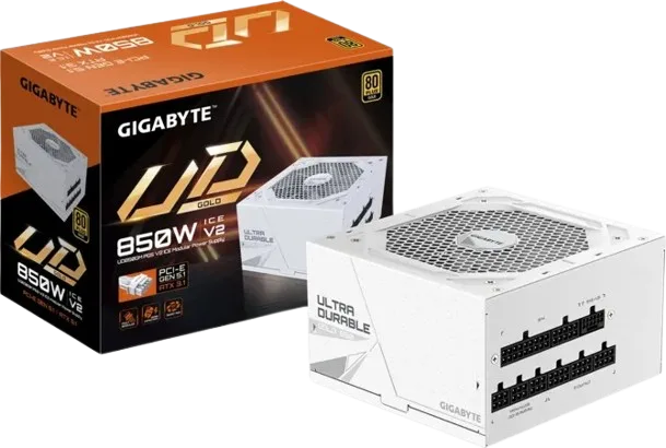 FUENTE CERTIFICADA GIGABYTE 850W UD WHITE ICE V2 80 PLUS GOLD FULL MODULAR GP-UD850GM PG5 ICE