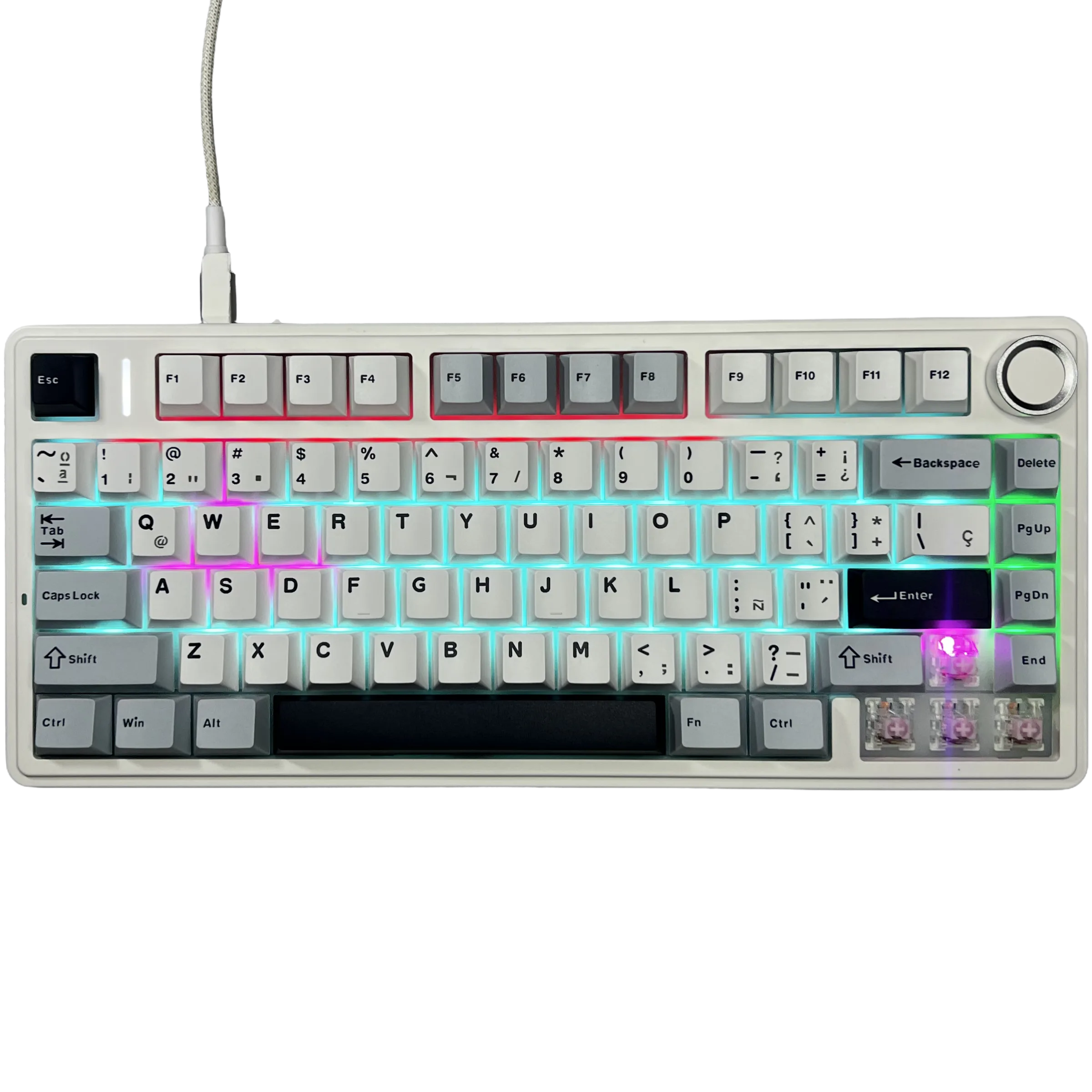 Perifericos Teclado USB Aula F75 Blue+White+Purple Switch Pink Gamer Mecanico
