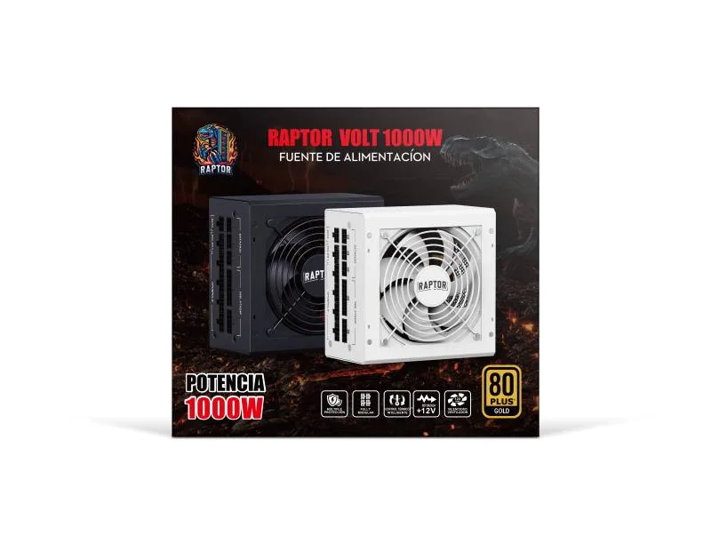 Fuente Certificada Raptor Volt 1000W 80 Plus Gold Full Modular White ZU-ATX105xy-WH