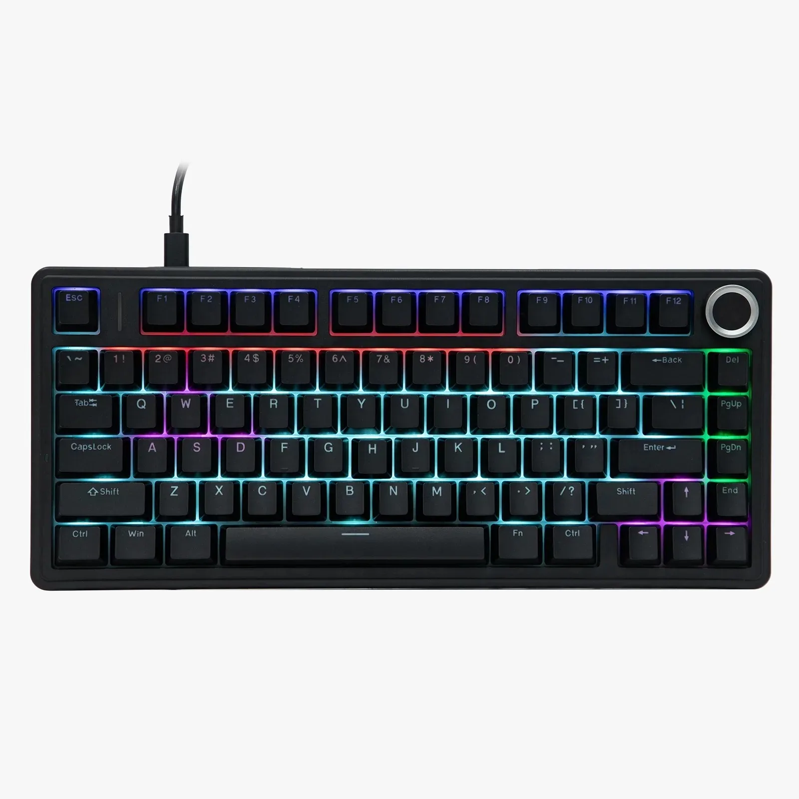PERIFERICOS TECLADO USB AULA F75 BLACK SWITCH RED RAINBOW GAMER MECANICO