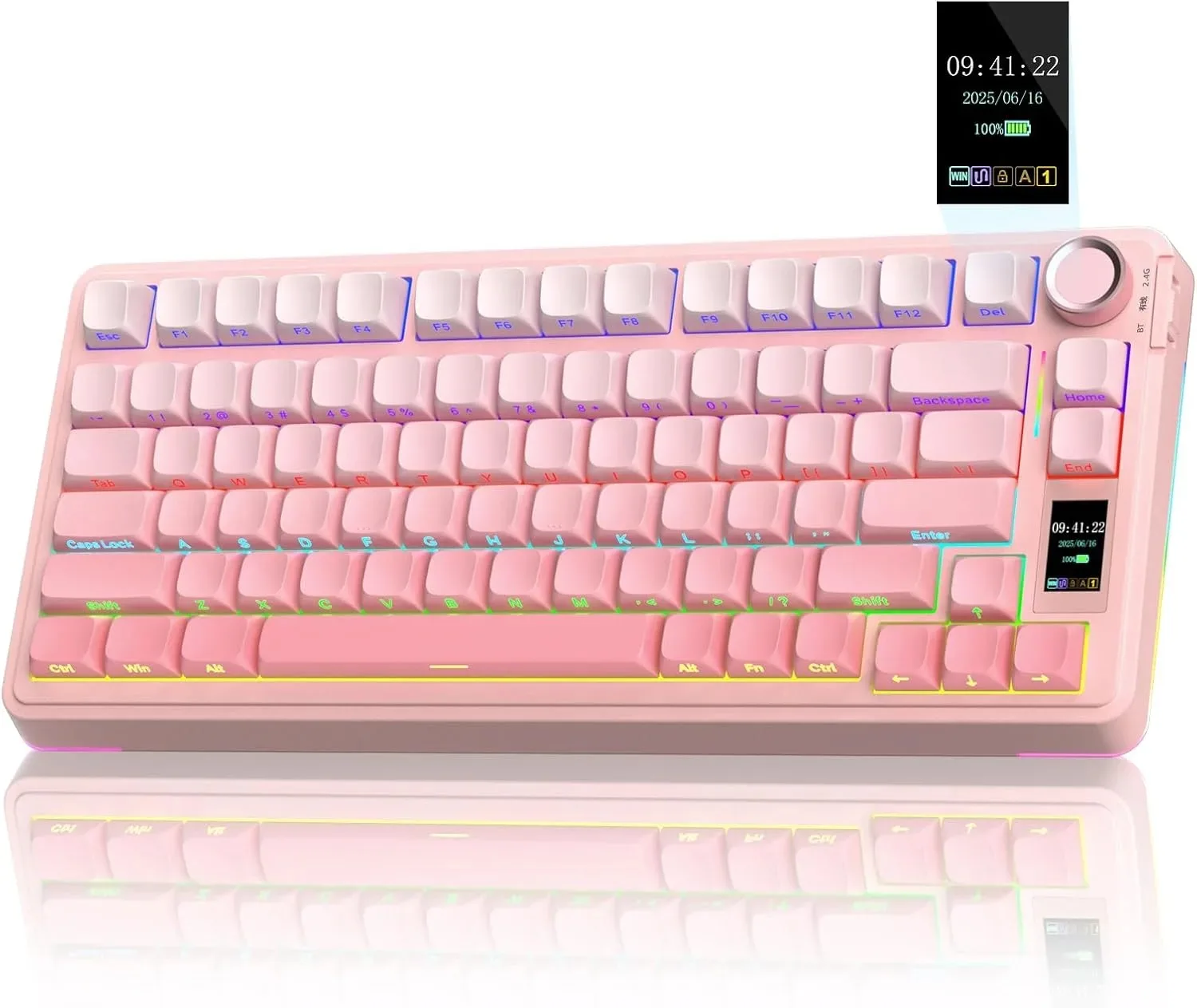 PERIFERICOS TECLADO INALAMBRICO AULA WIND S75 PRO PINK SWITCH GRAYWOOD V3 GAMER MECANICO BT