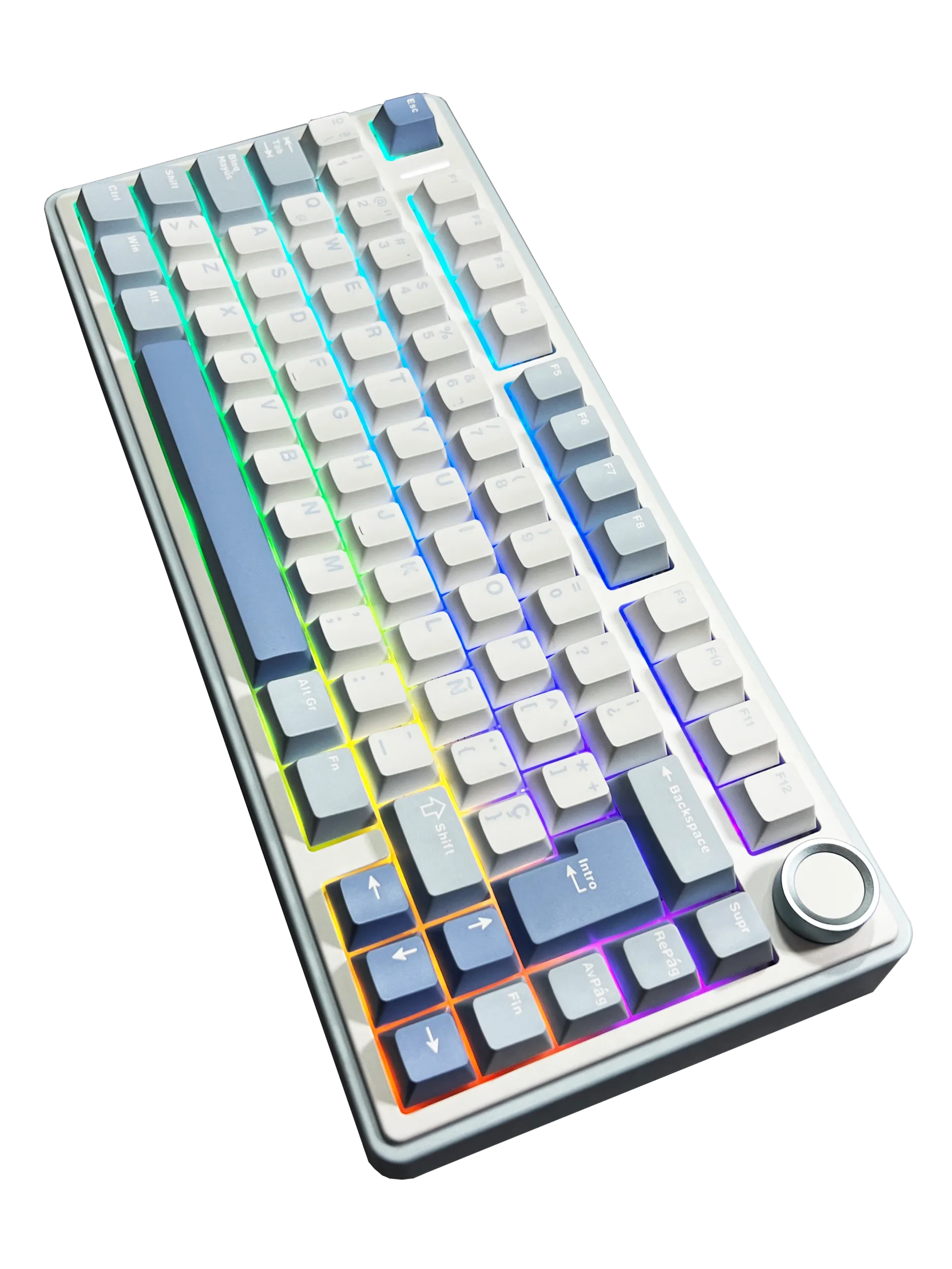Perifericos Teclado Inalambrico Aula F75 Blue White Dark Blue RGB Switch Reaper Gamer Mecanico BT