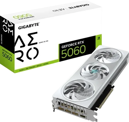 PLACA DE VIDEO NVIDIA GEFORCE GIGABYTE RTX 5060 AERO 8G OC WHITE GV-N5060AERO OC-8GD