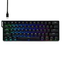 Perifericos Teclado USB Aula WIN60HE Black Switch GreyWood Gamer Magnetico Tipo C