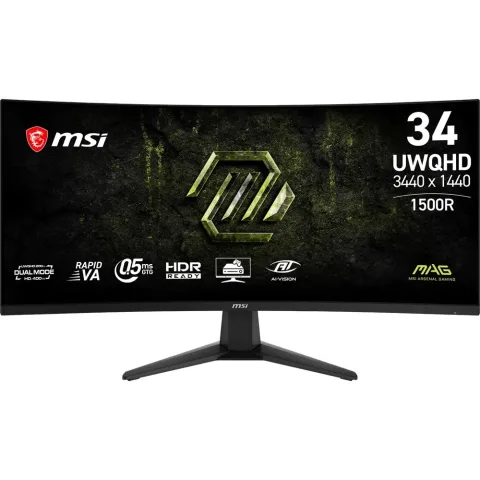Monitor 34 MSI 2K UWQHD 200Hz - HD 400Hz Curvo 0.5ms MAG 346CQDF E20