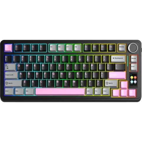 Perifericos Teclado Inalambrico Aula S75 Pro Gray+Black+Pink Switch Star Vector Gamer Mecanico BT