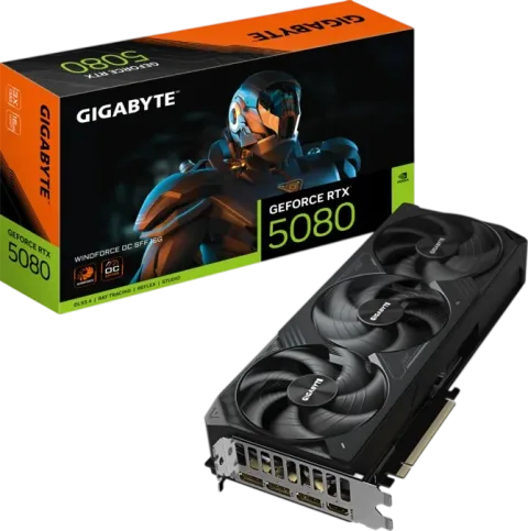 Placa De Video Nvidia Geforce Gigabyte RTX 5080 Windforce SFF 3X 16G GV-N5080WF3-16GD