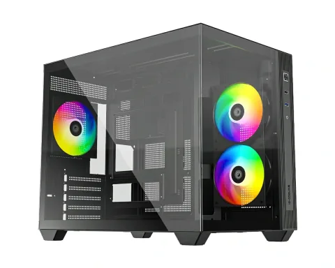 Gabinete Gamer ID-Cooling View 500 X3 Fan ARGB Black