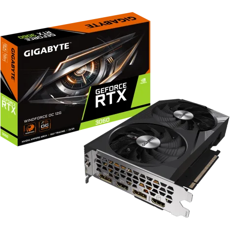 Placa De Video Nvidia Geforce Gigabyte RTX 3060 Windforce OC 12G GV-N3060WF20C-12GD