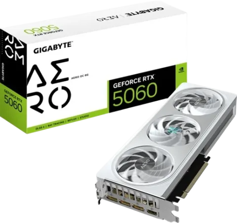 Placa De Video Nvidia Geforce Gigabyte RTX 5060 Aero 8G OC White GV-N5060AERO OC-8GD